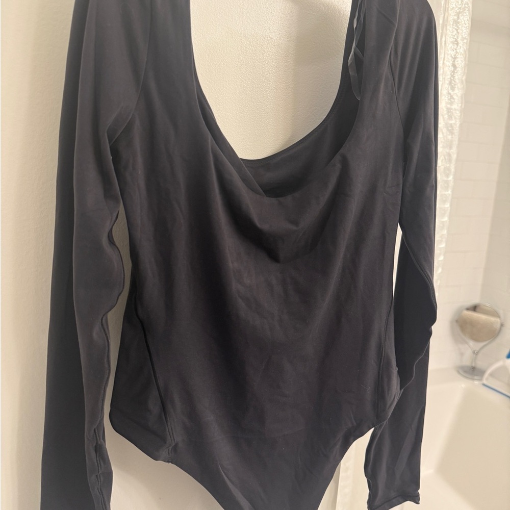 lululemon athletica Black Long-Sleeve Scoop-Back Bodysuit